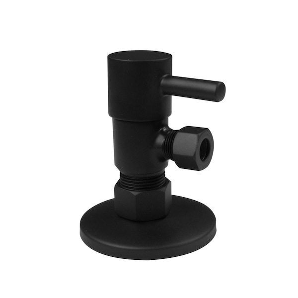 Westbrass Round Lever 1/4-Turn Angle Stop 1/2" Copper x 3/8" Compression, Matte Black D105QR-62 - main